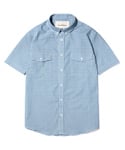 ONE POCKET SHORT SLEEVE CHECK SHIRT [BLUE]