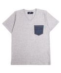 DENIM POCKET V NECK SHIRTS GREY