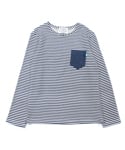 DENIM POCKET STRIPE T-SHIRTS / NAVY
