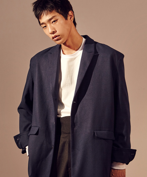 살롱드서울(SALON DE SEOUL) Unisex Single Half Coat (DARK BLUE) - 140,800원 | 무신사 스토어 - 셀렉트숍