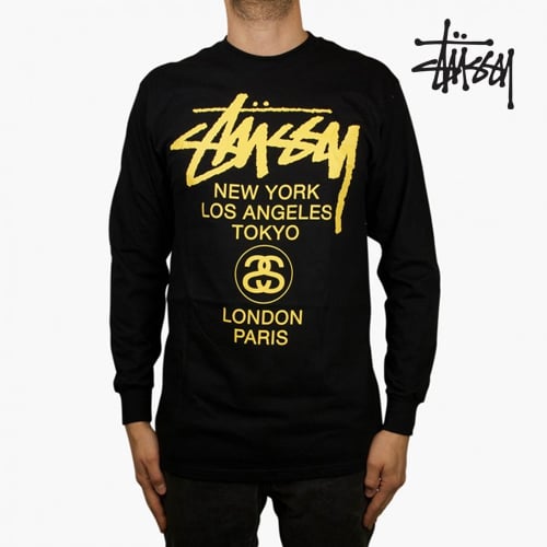 스투시(STUSSY) 스투시 월드투어 긴팔티 블랙/옐로우 - 69,000원 | 무신사 스토어 - 셀렉트숍 무신사 스토어 - 셀렉트숍