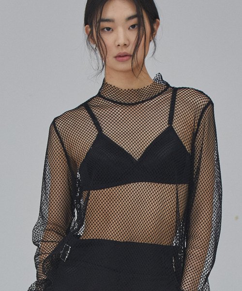 살롱드서울(SALON DE SEOUL) WOMAN HIGH NECK MASH SHIRT (BLACK) - 36,800원 | 무신사 스토어 - 셀렉트숍