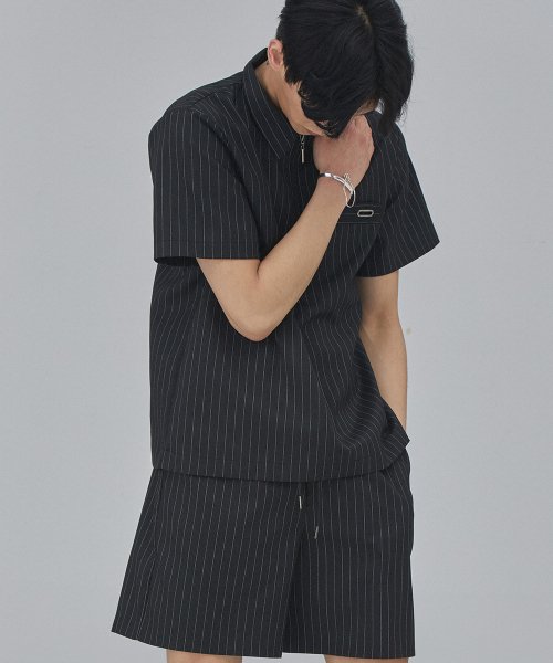 살롱드서울(SALON DE SEOUL) MAN PULLOVER ZIPPER SHIRT (STRIPE BLACK) - 88,000원 | 무신사 스토어 - 셀렉트숍