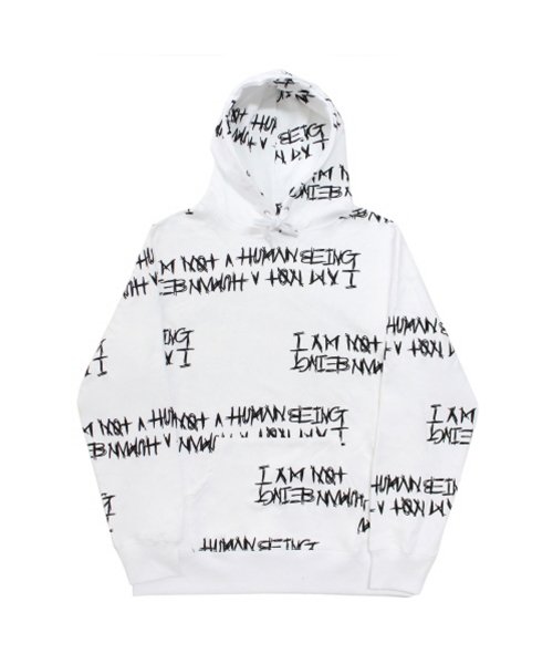 아임낫어휴먼비잉(I AM NOT A HUMAN BEING) [17FW]Basic Logo Pattern Hoodie - White - 55,300원 | 우신사 스토어