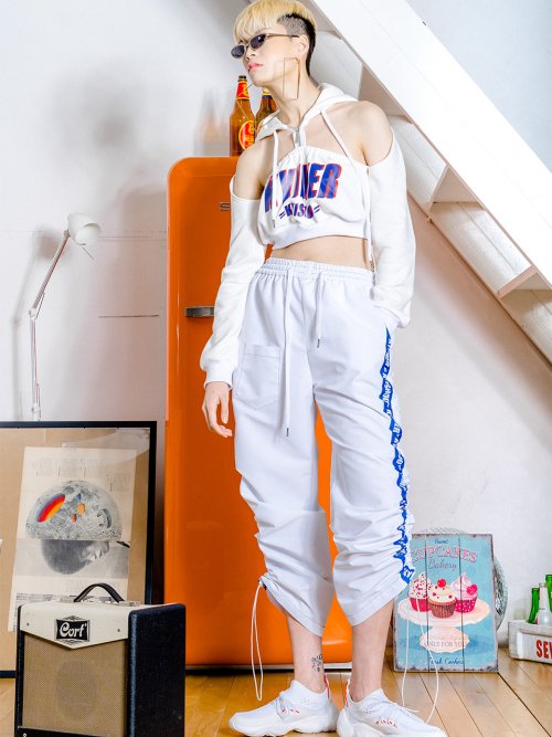 카이쇼(KYISHOO) 로고 밴딩 팬츠 WHITE - 129,000원 | 무신사 스토어