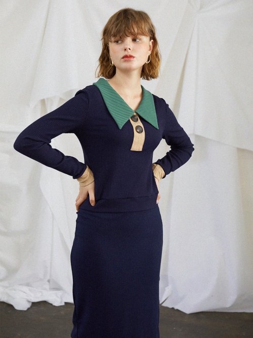 살롱 드 욘(SALON DE YOHN) Color Block Jersey Dress (set) - 102,400원 | 무신사 스토어