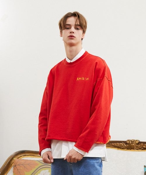 미드나잇 무브(MIDNIGHT MOVE) [unisex] 스티치 맨투맨 (red) - 55,200원 | 무신사 스토어