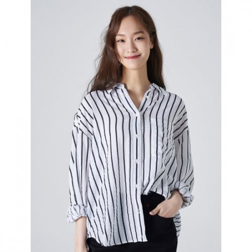 에잇세컨즈(8SECONDS) 네이비 코튼 스트라이프 언밸런스 셔츠 (169464HY1R) - 39,900원 | 무신사 스토어