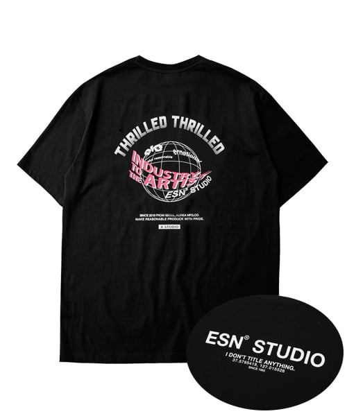 이에스엔(ESN) 인더스트리 글롭 반팔 티셔츠 블랙 - 24,000원 | 무신사 스토어