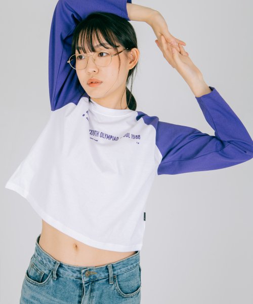 언클락와이즘(UNCLOCKWISM) 올림피아드 프린팅 긴팔 래글런 티셔츠_퍼플 - 38,000원 | 무신사 스토어