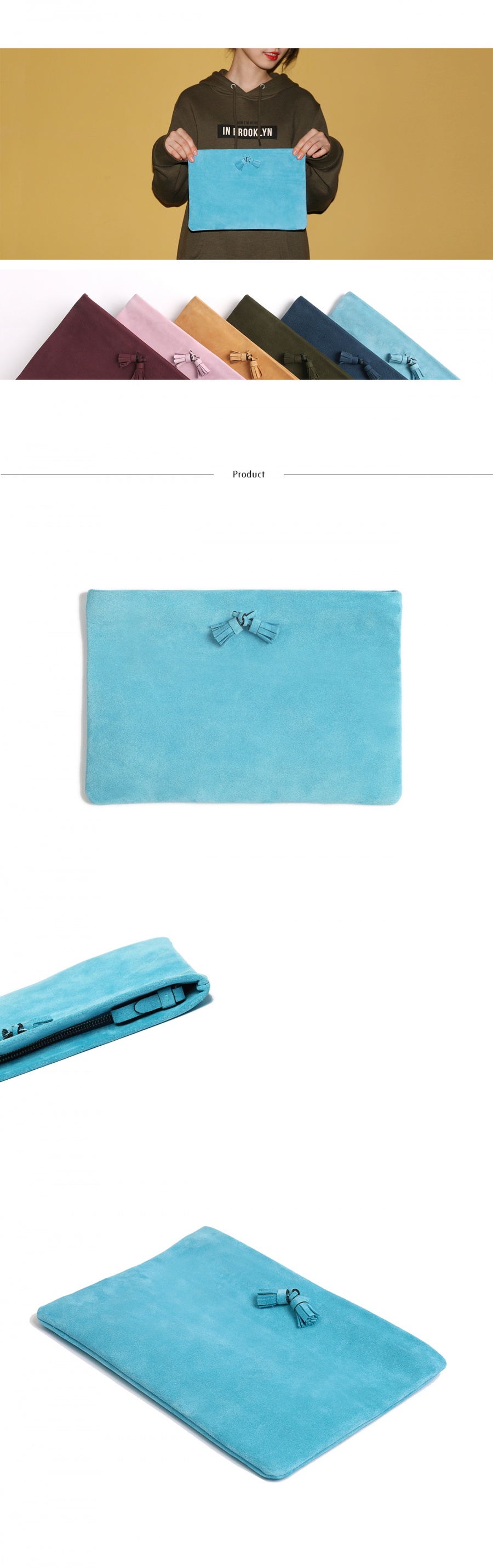 하버할리데이(HARBOUR HOLIDAY) 플랫 태슬클러치_스카이블루