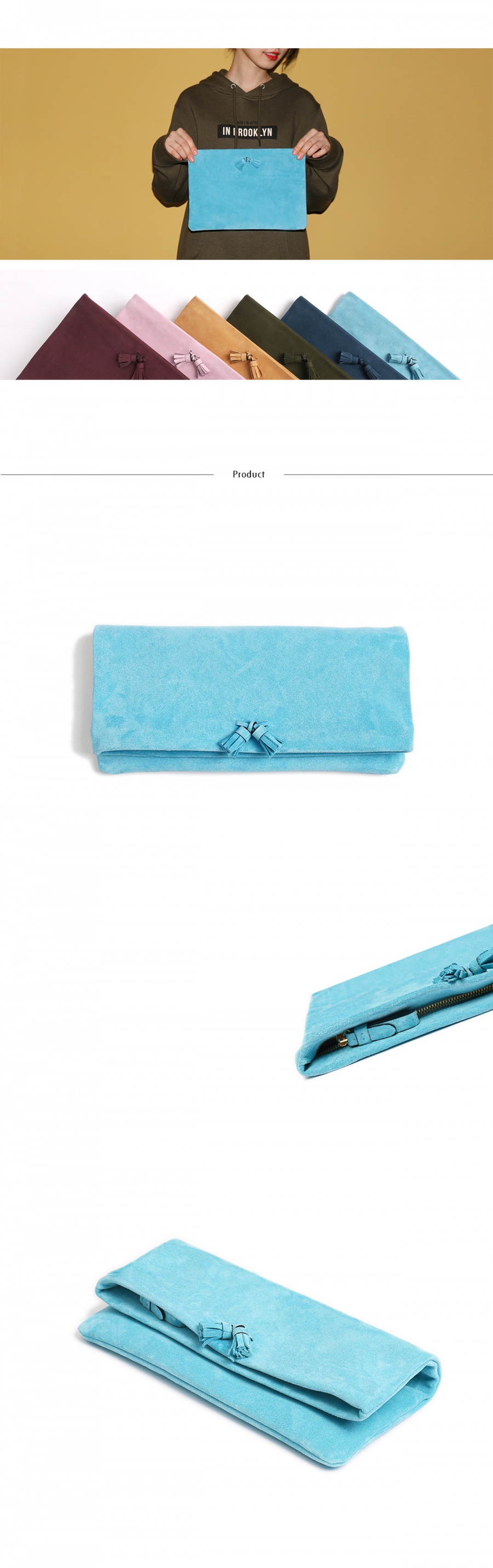 하버할리데이(HARBOUR HOLIDAY) 폴드오버 태슬클러치_스카이블루