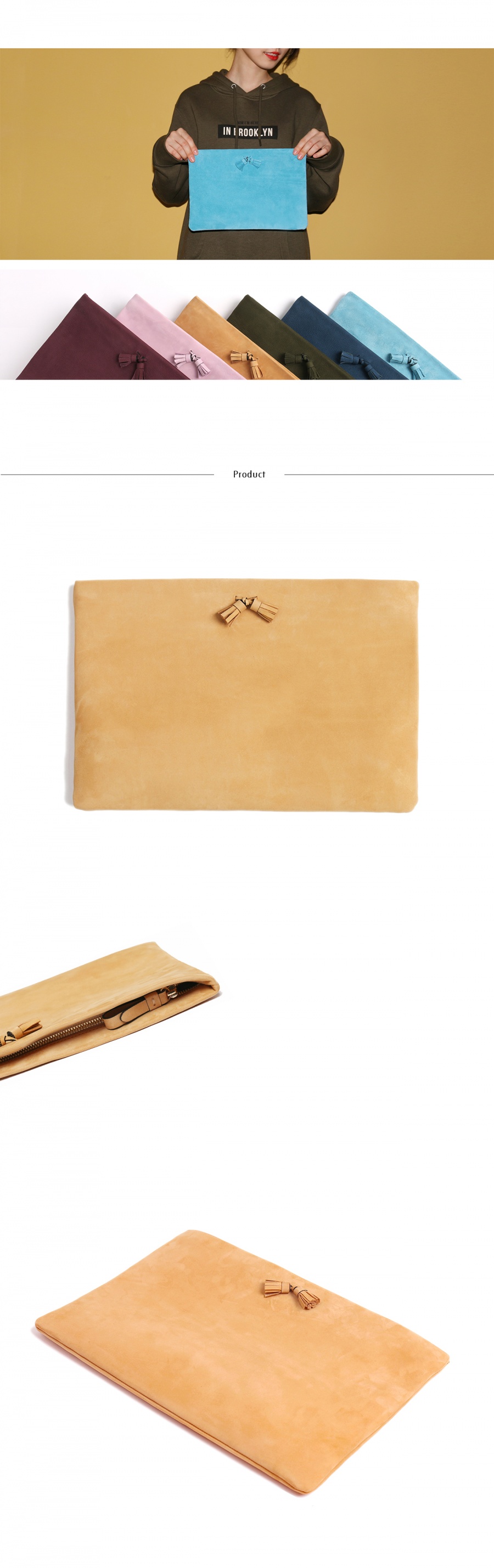 하버할리데이(HARBOUR HOLIDAY) 오버사이즈 태슬클러치_카멜