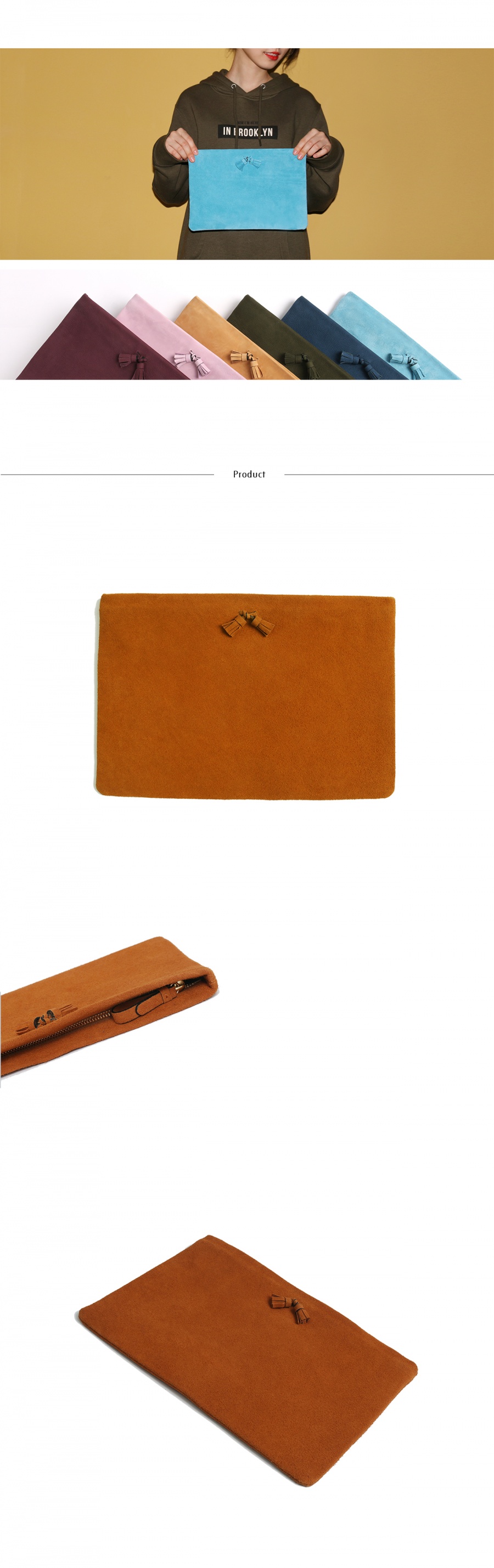 하버할리데이(HARBOUR HOLIDAY) 오버사이즈 태슬클러치_브라운