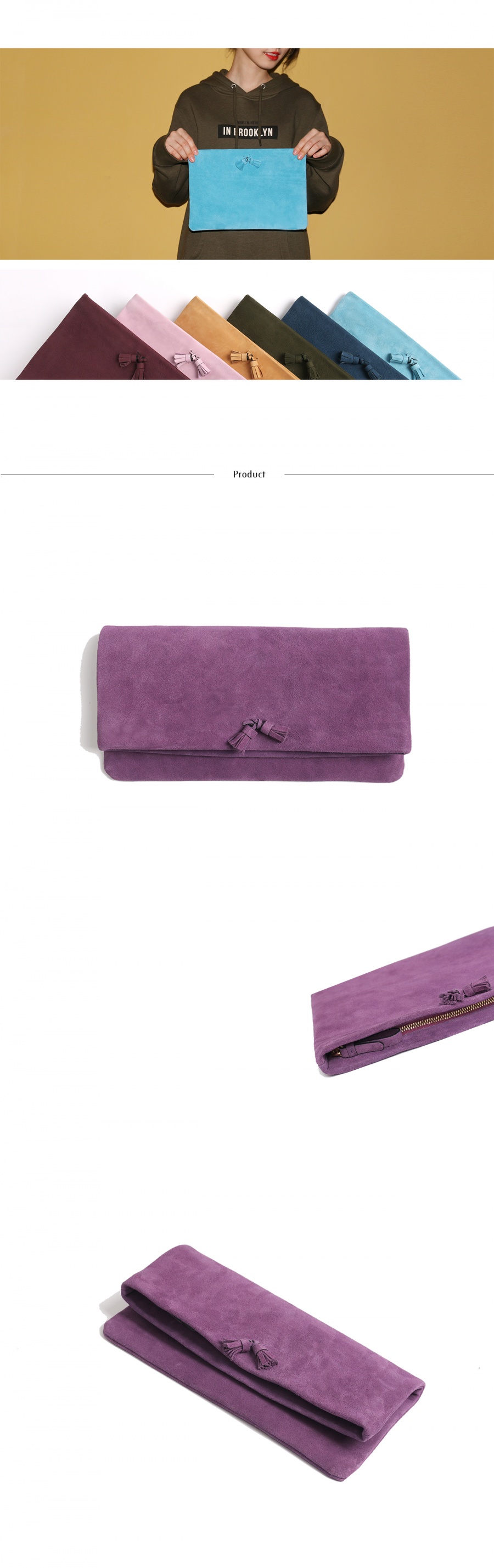 하버할리데이(HARBOUR HOLIDAY) 폴드오버태슬클러치_퍼플