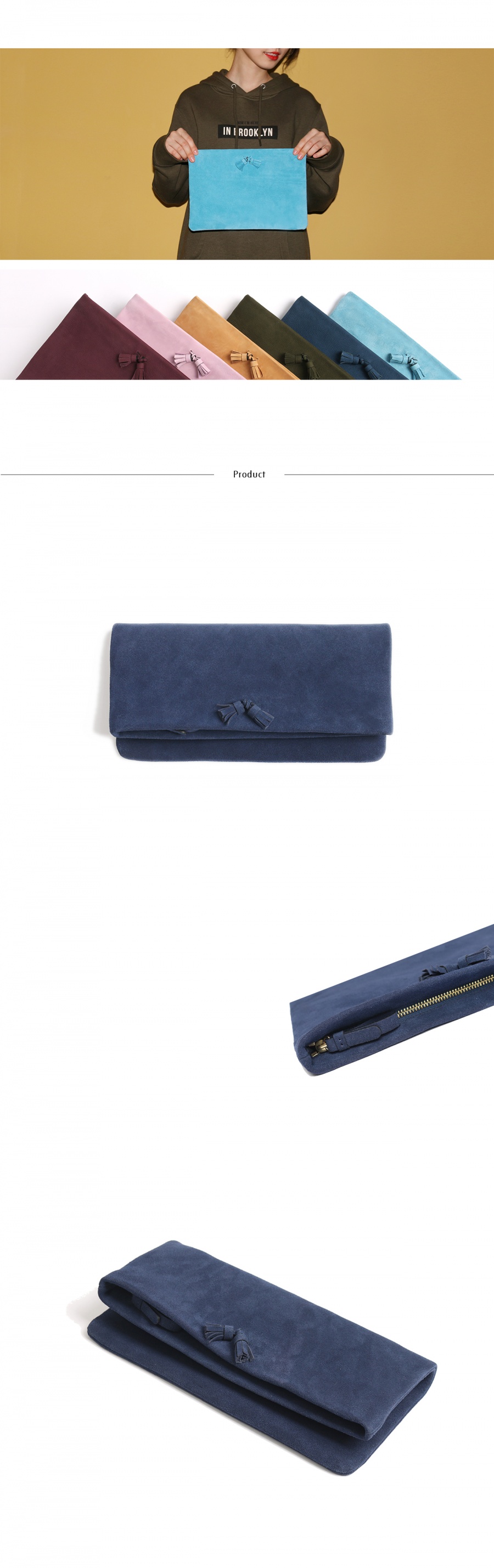 하버할리데이(HARBOUR HOLIDAY) 폴드오버태슬클러치_블루