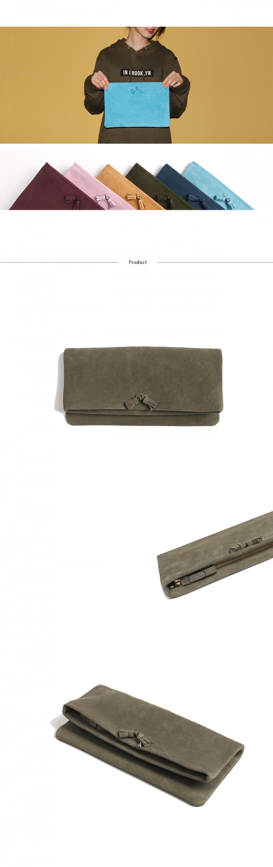 하버할리데이(HARBOUR HOLIDAY) 폴드오버태슬클러치_카키