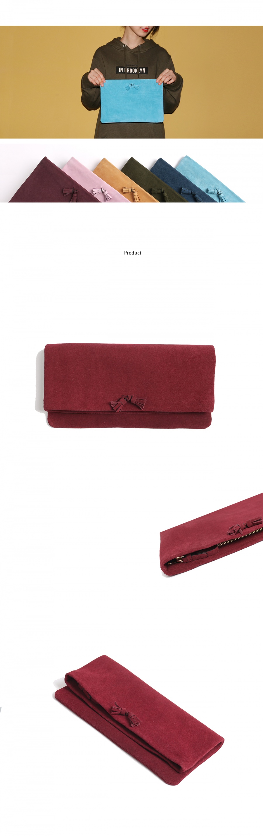 하버할리데이(HARBOUR HOLIDAY) 폴드오버태슬클러치_버건디