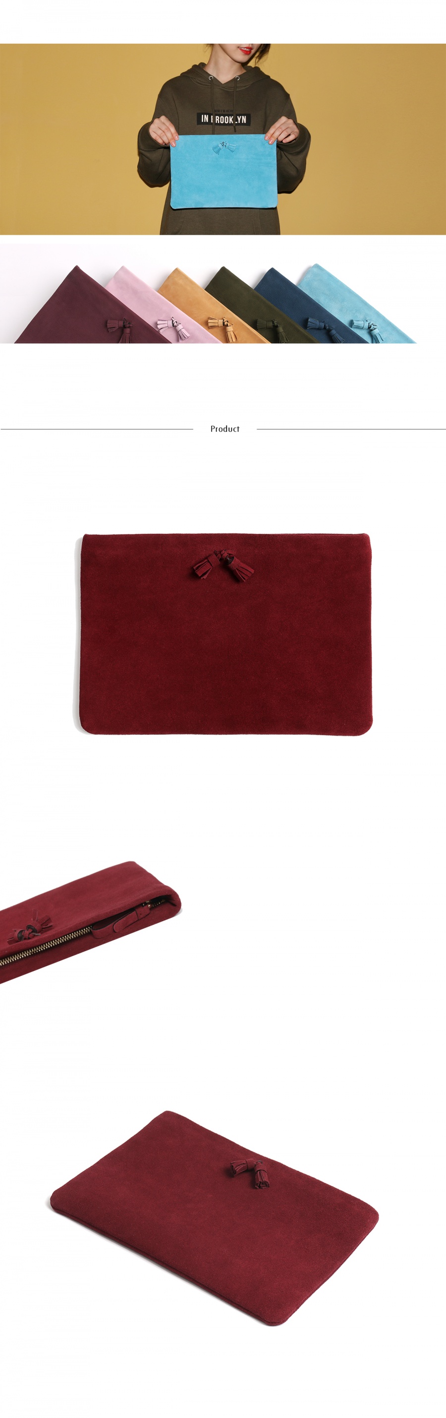 하버할리데이(HARBOUR HOLIDAY) 플랫 태슬클러치_버건디