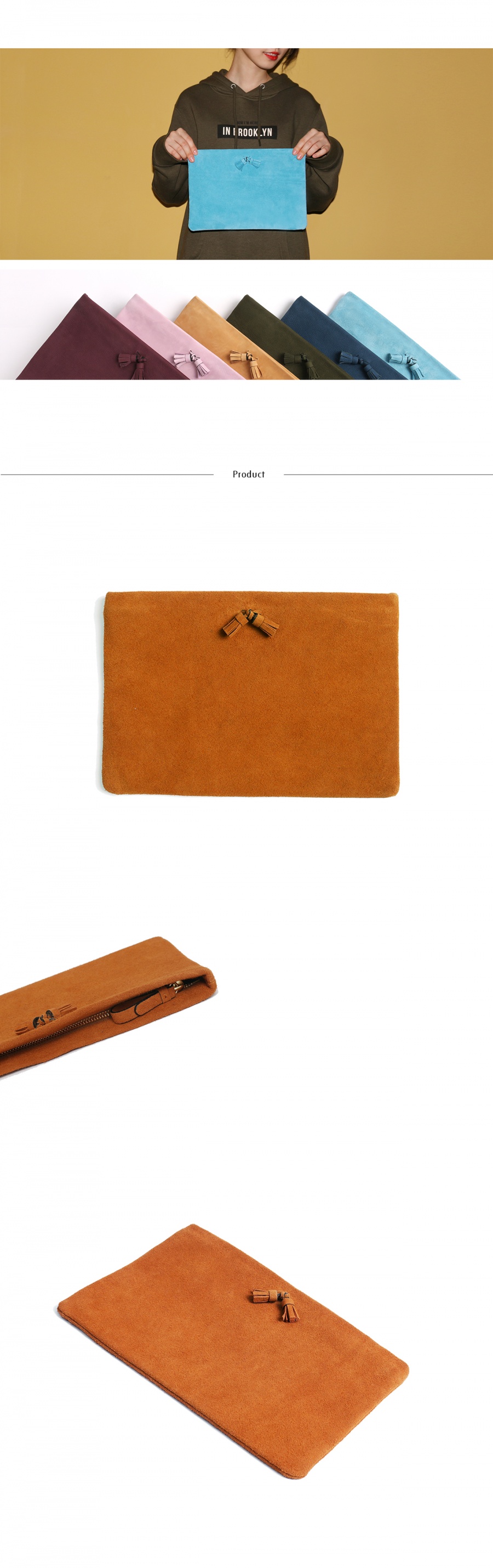 하버할리데이(HARBOUR HOLIDAY) 플랫 태슬클러치_브라운