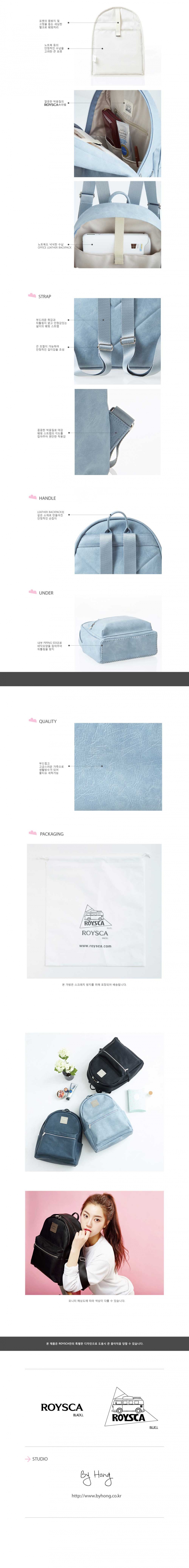 로이스카(ROYSCA) ROYSCA BLACK LINE LEATHER BACKPACK_NAVY