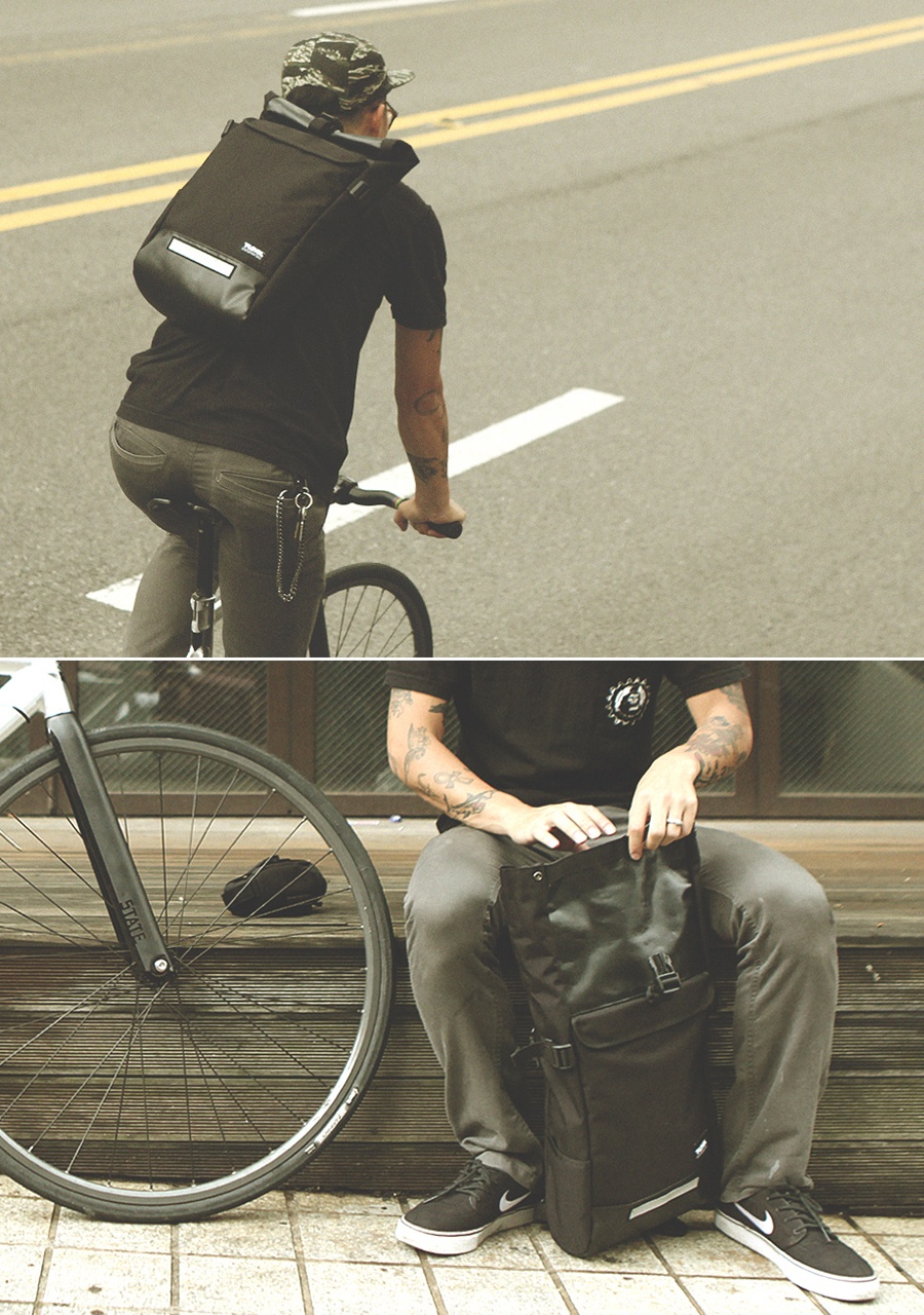 티레벨(T-LEVEL) Juven Roll Top Messenger Bag Black