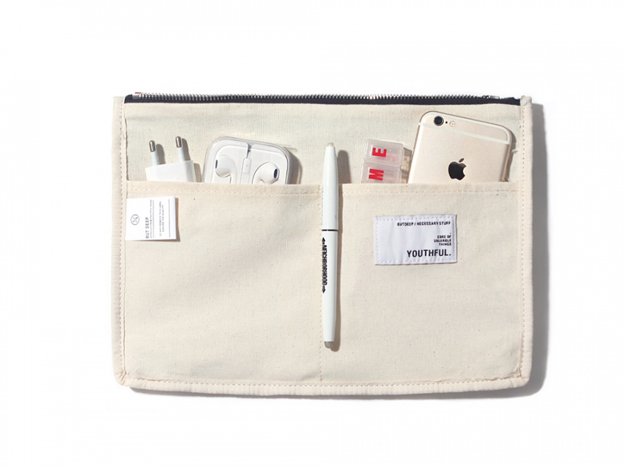 벗딥(BUTDEEP) MINIMAL LOGO POUCH(L)-GREY