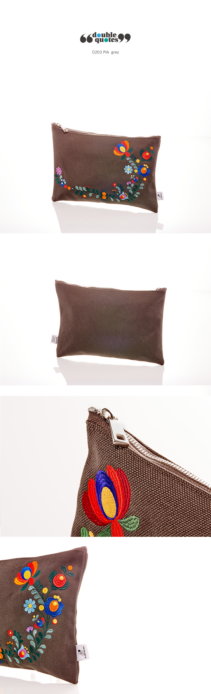 더블쿼츠(DOUBLE QUOTES) D203 더블쿼츠 피아 클러치백 (그레이)