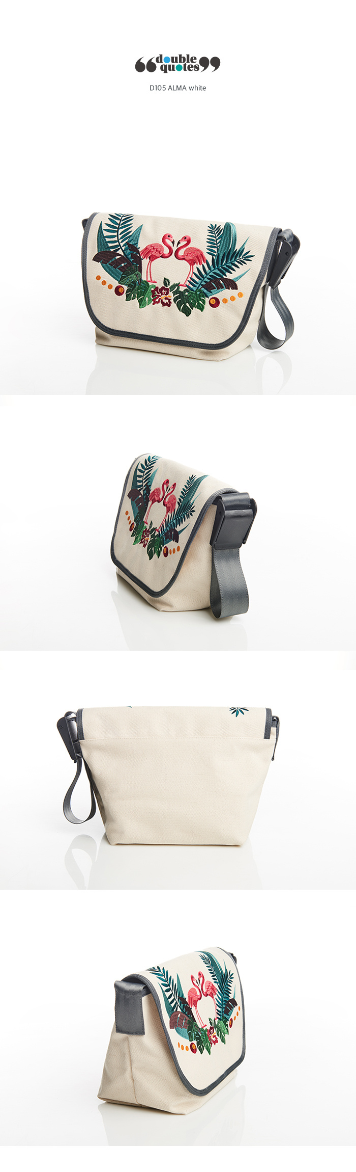 더블쿼츠(DOUBLE QUOTES) D105 더블쿼츠 알마 메신저 백 (화이트)