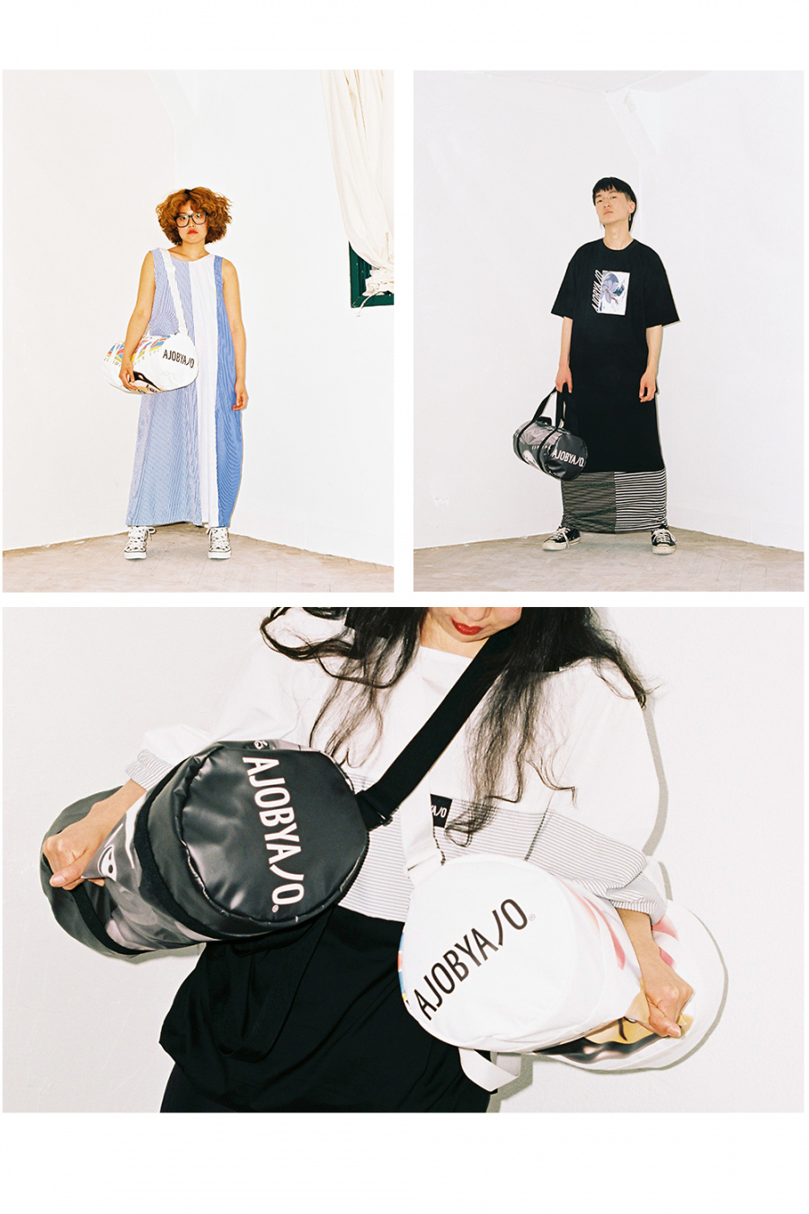 아조바이아조(AJOBYAJO) 그래픽 더플 백 (블랙)