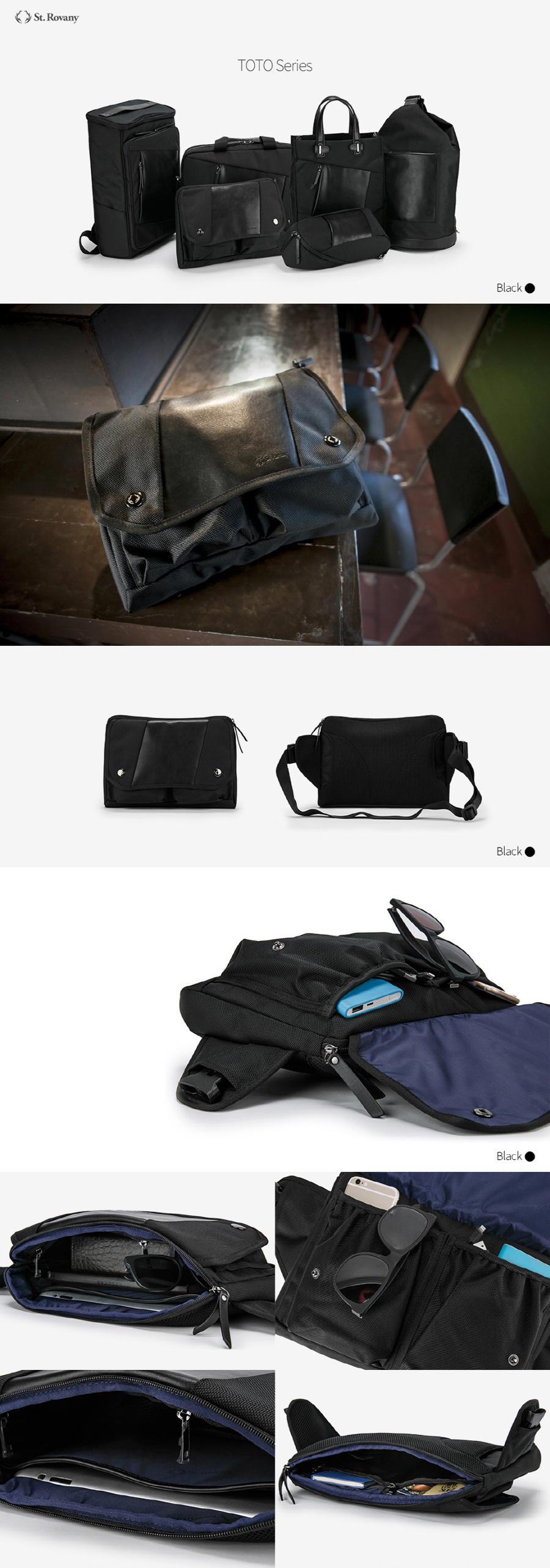 세인트로바니(SAINT ROVANY) 컨버터블 슬링백 - 블랙