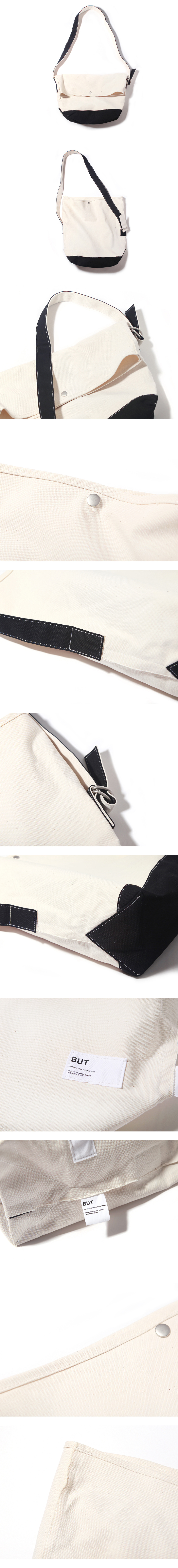 벗딥(BUTDEEP) FLAP MESSENGER BAG-NATURAL/BLACK