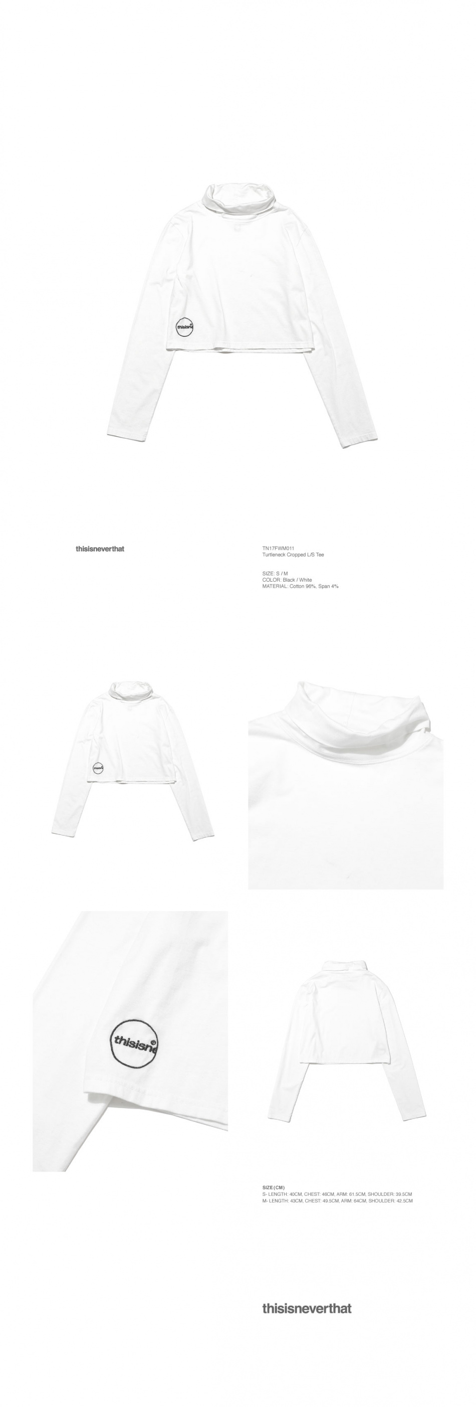 디스이즈네버댓(THISISNEVERTHAT) Turtleneck Cropped L/S Tee White