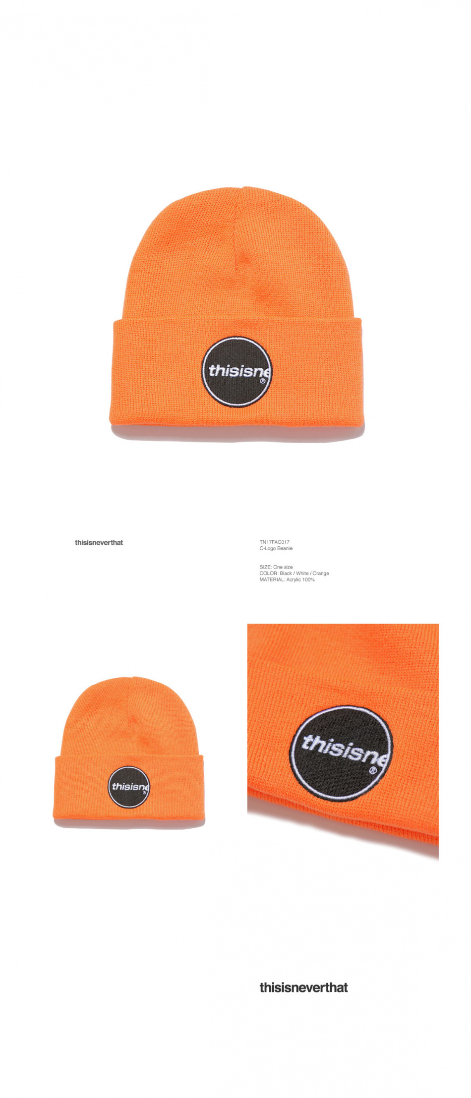 디스이즈네버댓(THISISNEVERTHAT) C-Logo Beanie Orange