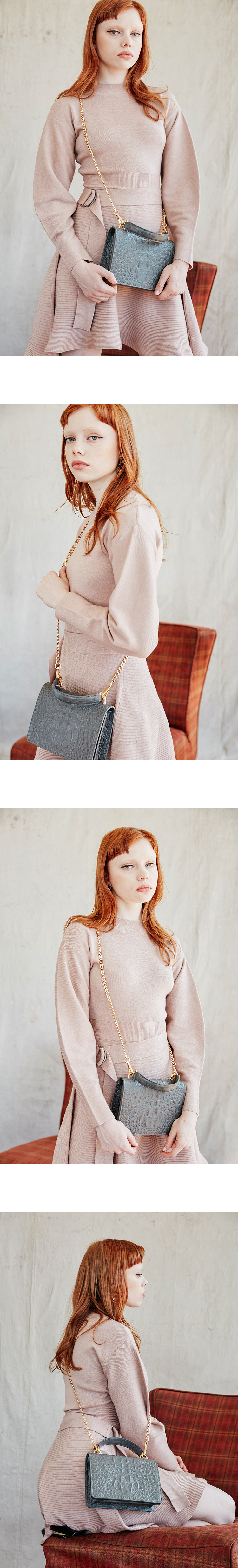 주르티(JOORTI) J114 Caiman mini square cross body bag yellow (3color)