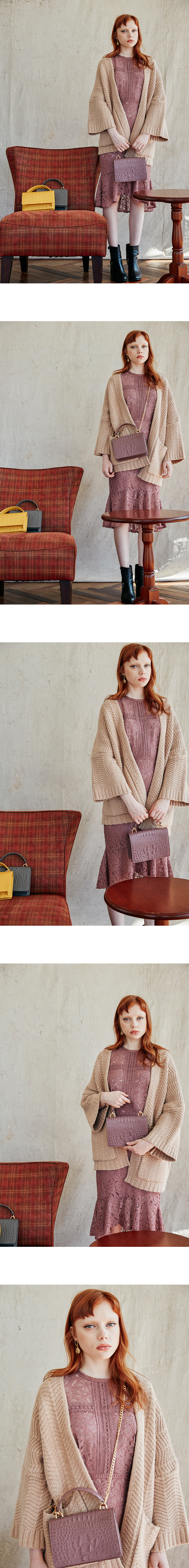 주르티(JOORTI) J115 Caiman mini square cross body bag grey (3color)