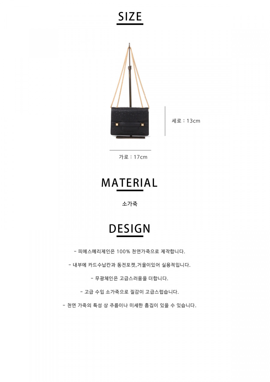 피에스메리제인(PSMARYJANE) 다나백 타조블랙