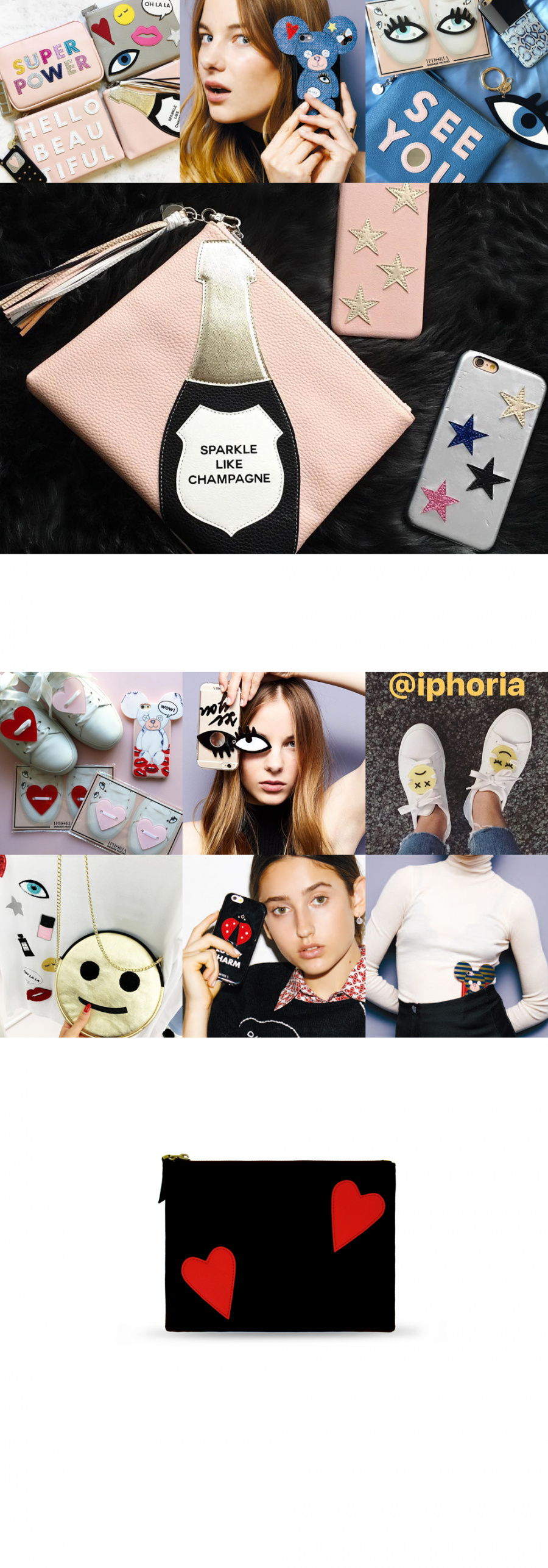 아이포리아(IPHORIA) [IPHORIA]Cosmetic Bag Red Hearts