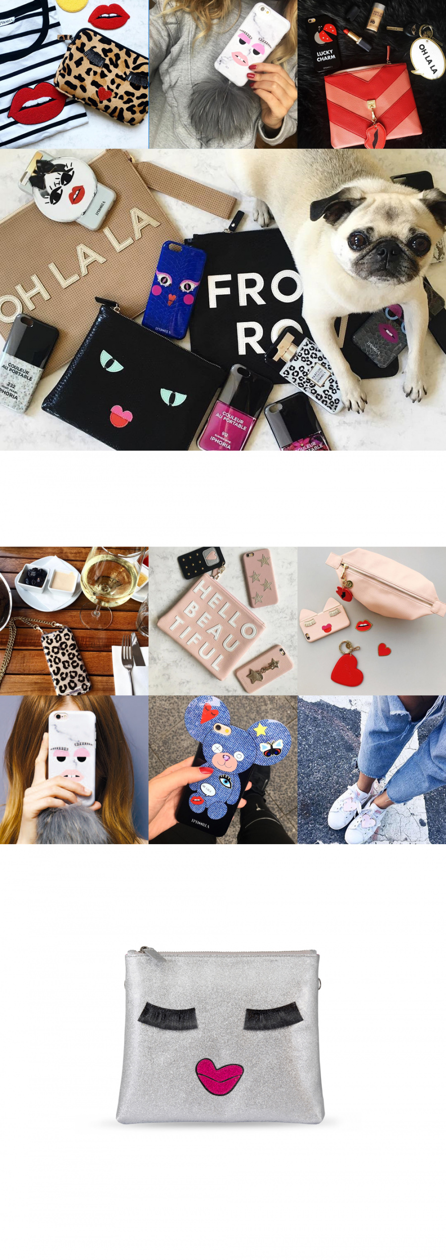 아이포리아(IPHORIA) [IPHORIA]Kiss Me Silver Cosmetic Bag