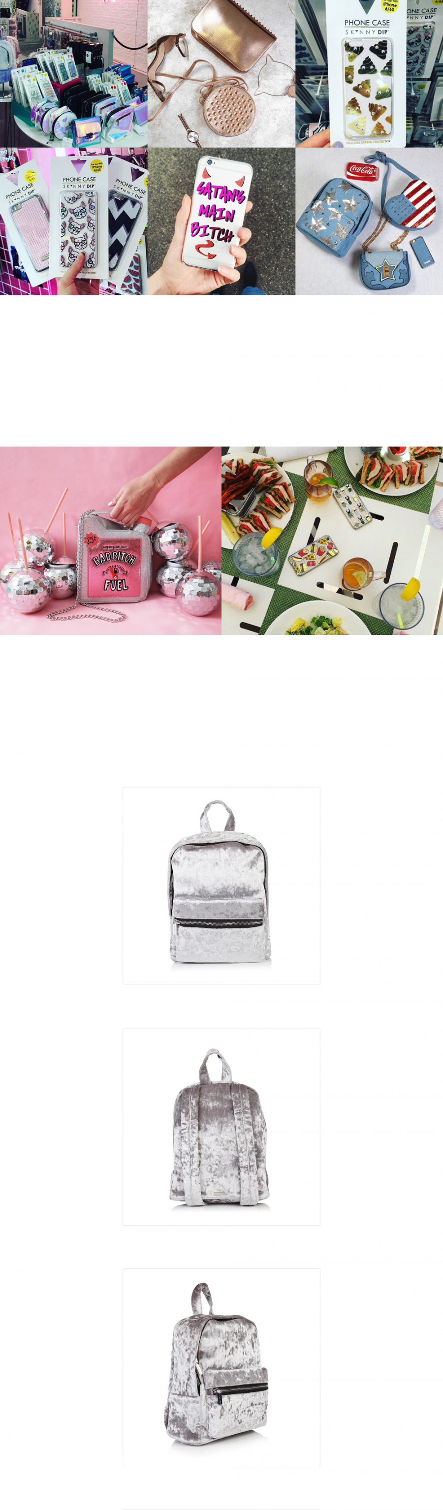 스키니딥(SKINNY DIP) GREY VELVET MINI BACKPACK