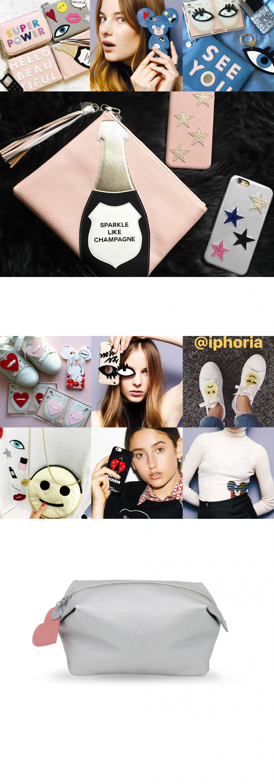 아이포리아(IPHORIA) [IPHORIA]WASHBAG-SILVER WITH HEART CHARM