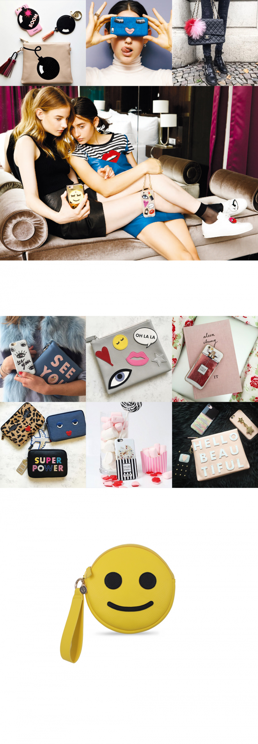 아이포리아(IPHORIA) [IPHORIA]Round Micro Shoulder Bag Smiley gelb