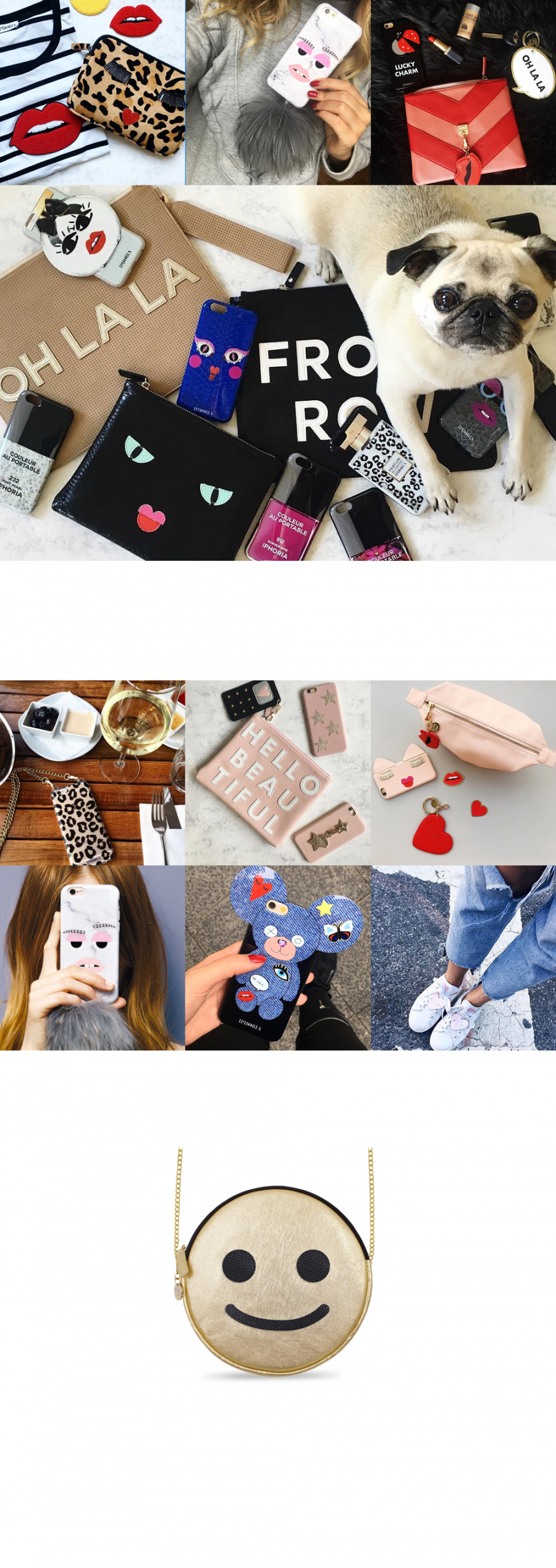 아이포리아(IPHORIA) [IPHORIA]Round Micro Shoulder Bag Smiley gold