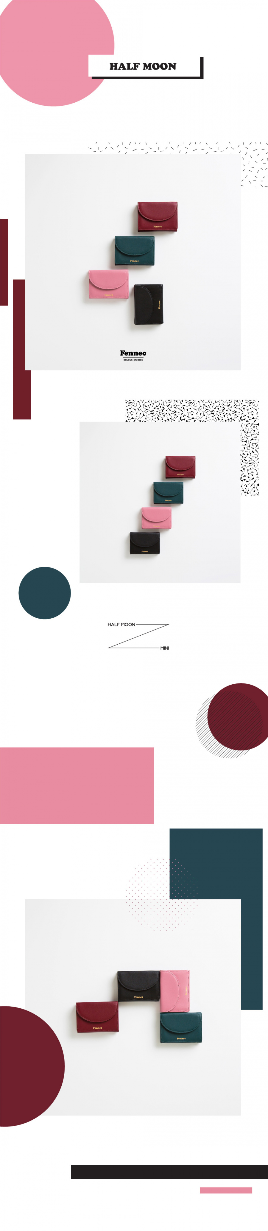 페넥(FENNEC) Halfmoon Mini Wallet 003 Rose Pink