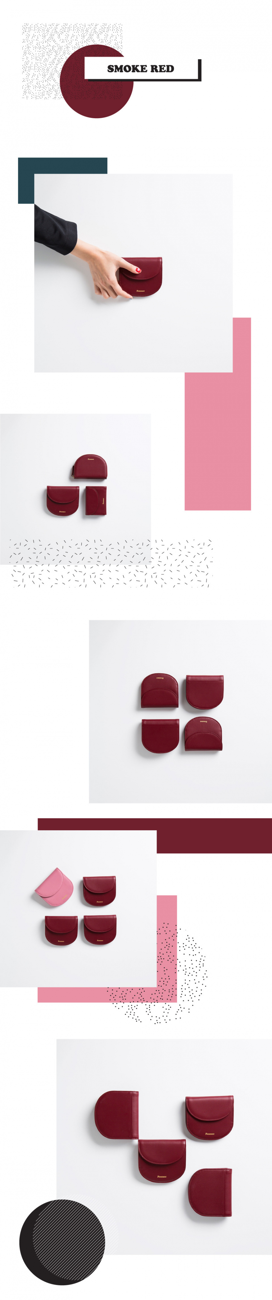 페넥(FENNEC) Halfmoon Wallet 002 Smoke Red