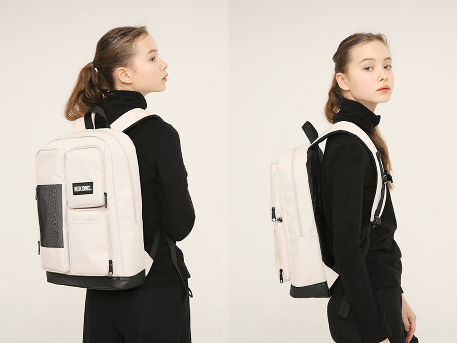 네이키드니스(NEIKIDNIS) MESH SQUARE BACKPACK / LIGHT BEIGE