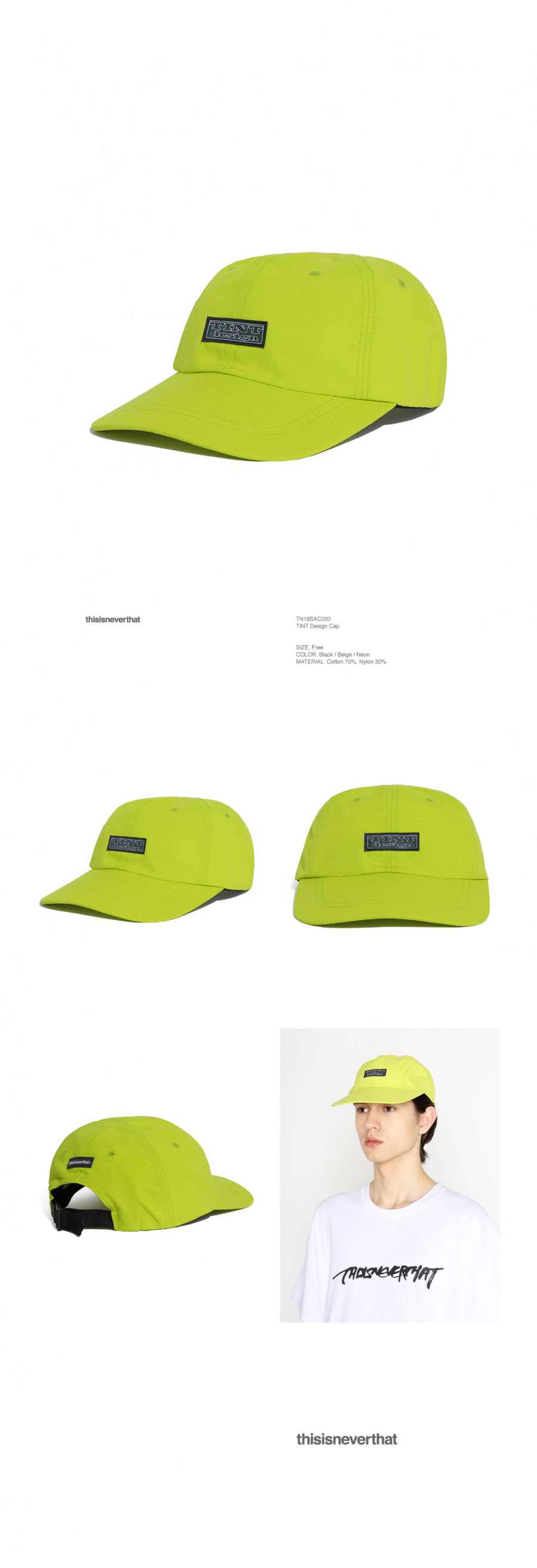 디스이즈네버댓(THISISNEVERTHAT) TINT Design Cap Neon