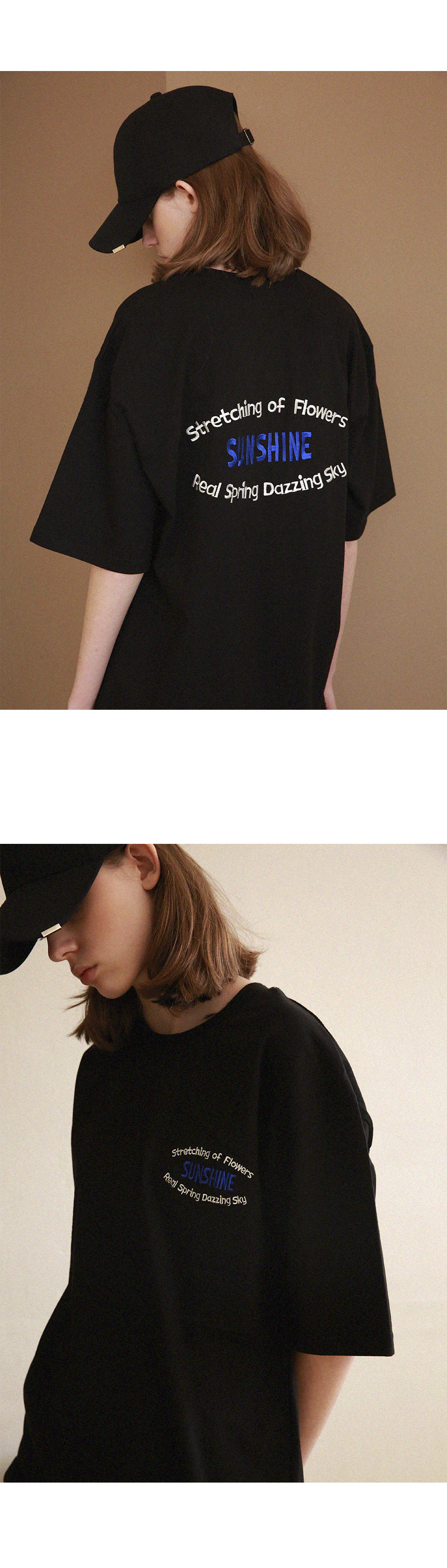 어패럴싯(APPARELXIT) 유니섹스 오버핏 플라워 티셔츠 블랙