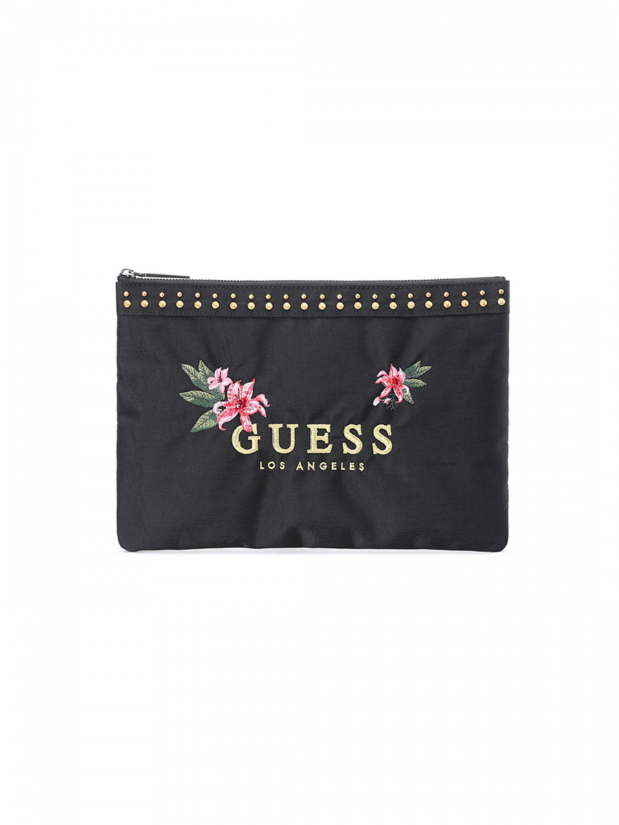 게스(GUESS) 플라워비드 골드자수 클러치