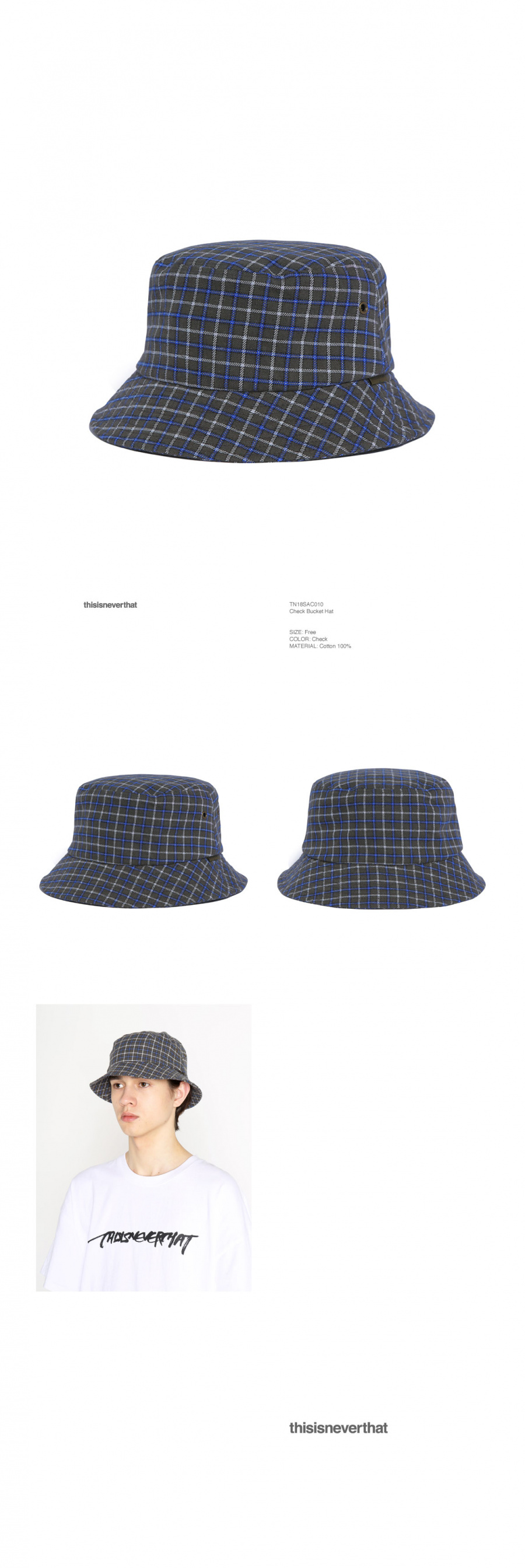 디스이즈네버댓(THISISNEVERTHAT) Check Bucket Hat Check